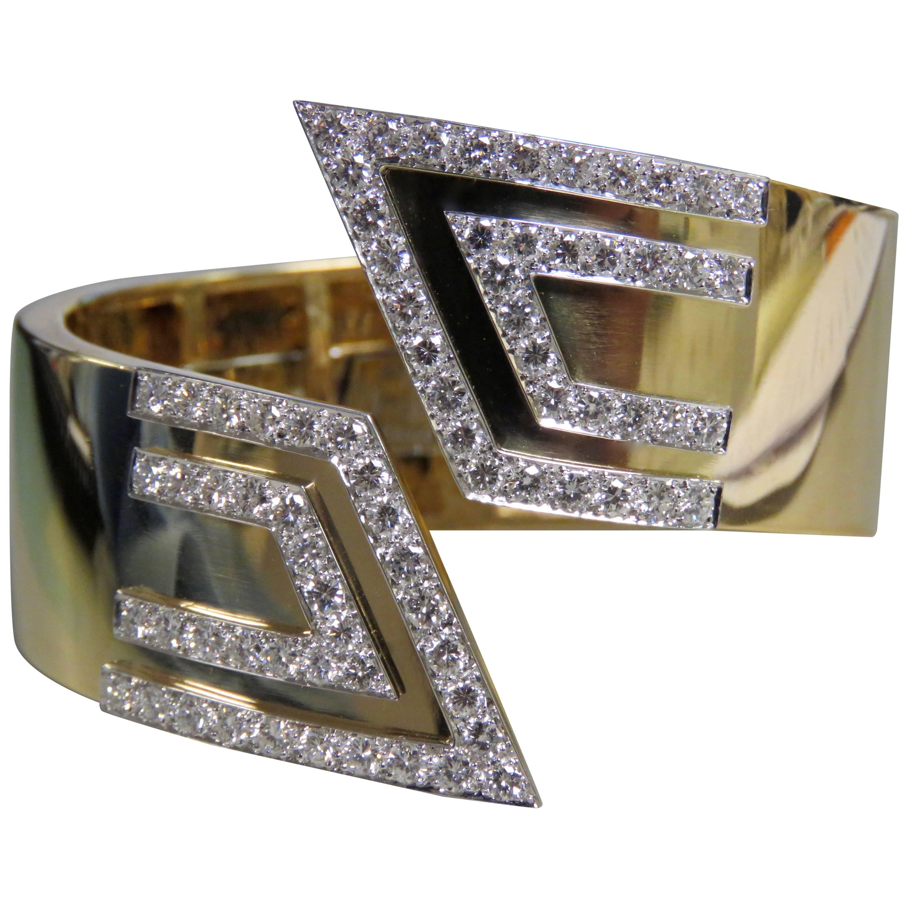 David Webb Diamond Gold Cuff Bracelet