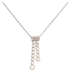 Tiffany & Co. Platinum Diamond Jazz Double Drop Pendant Necklace