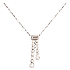 Tiffany & Co. Platinum Diamond Jazz Double Drop Pendant Necklace