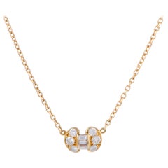 Van Cleef & Arpels Diamond and Yellow Gold Small Bow Pendant Necklace