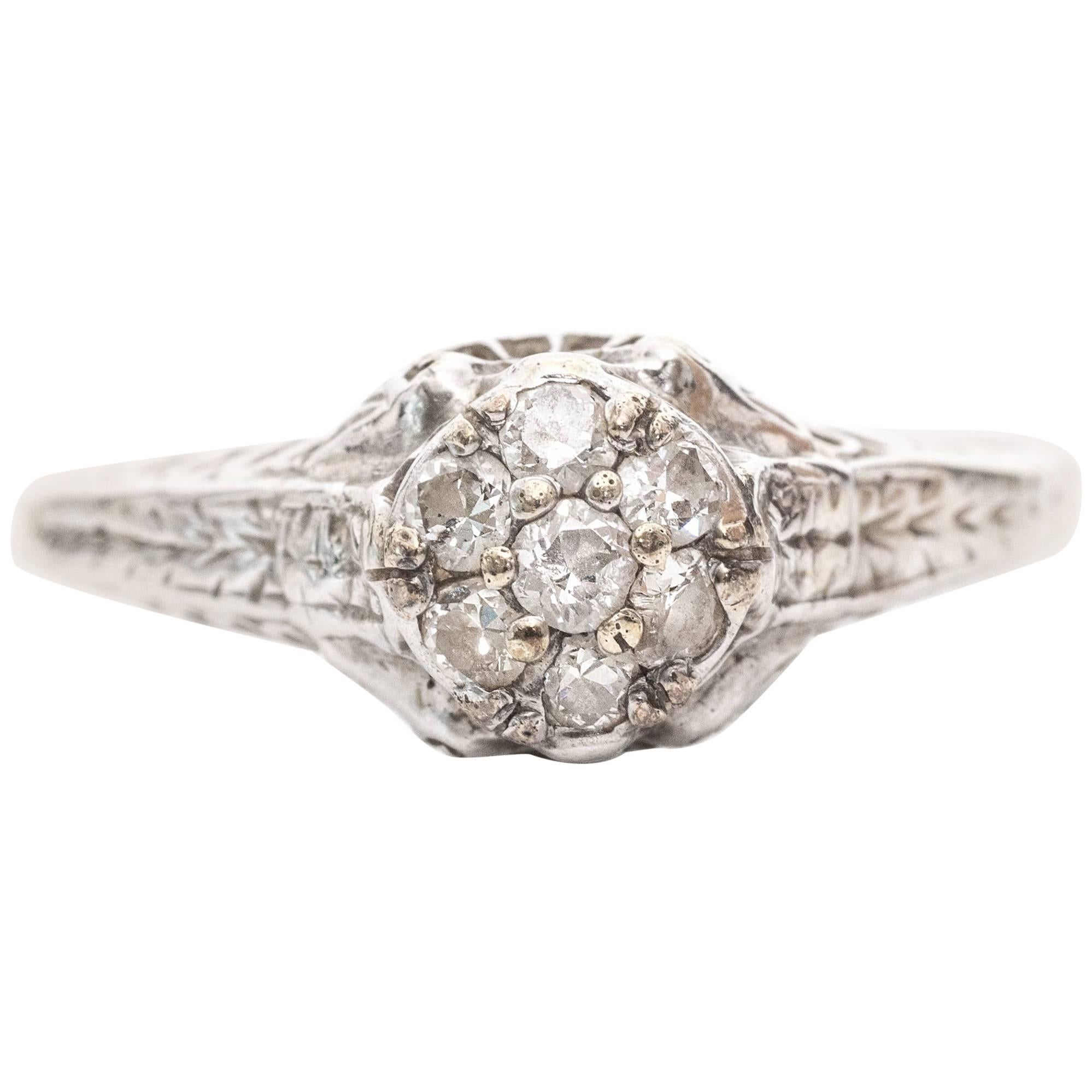 1920s Art Deco .30 Carat Diamond and 18 Karat White Gold Ring