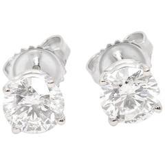 Round Brilliant Cut 2.09 Carat Diamond White Gold Stud Earrings 10
