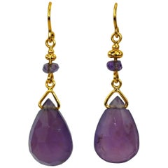 Crevoshay Elegant Handcrafted Amethyst Gold Earrings