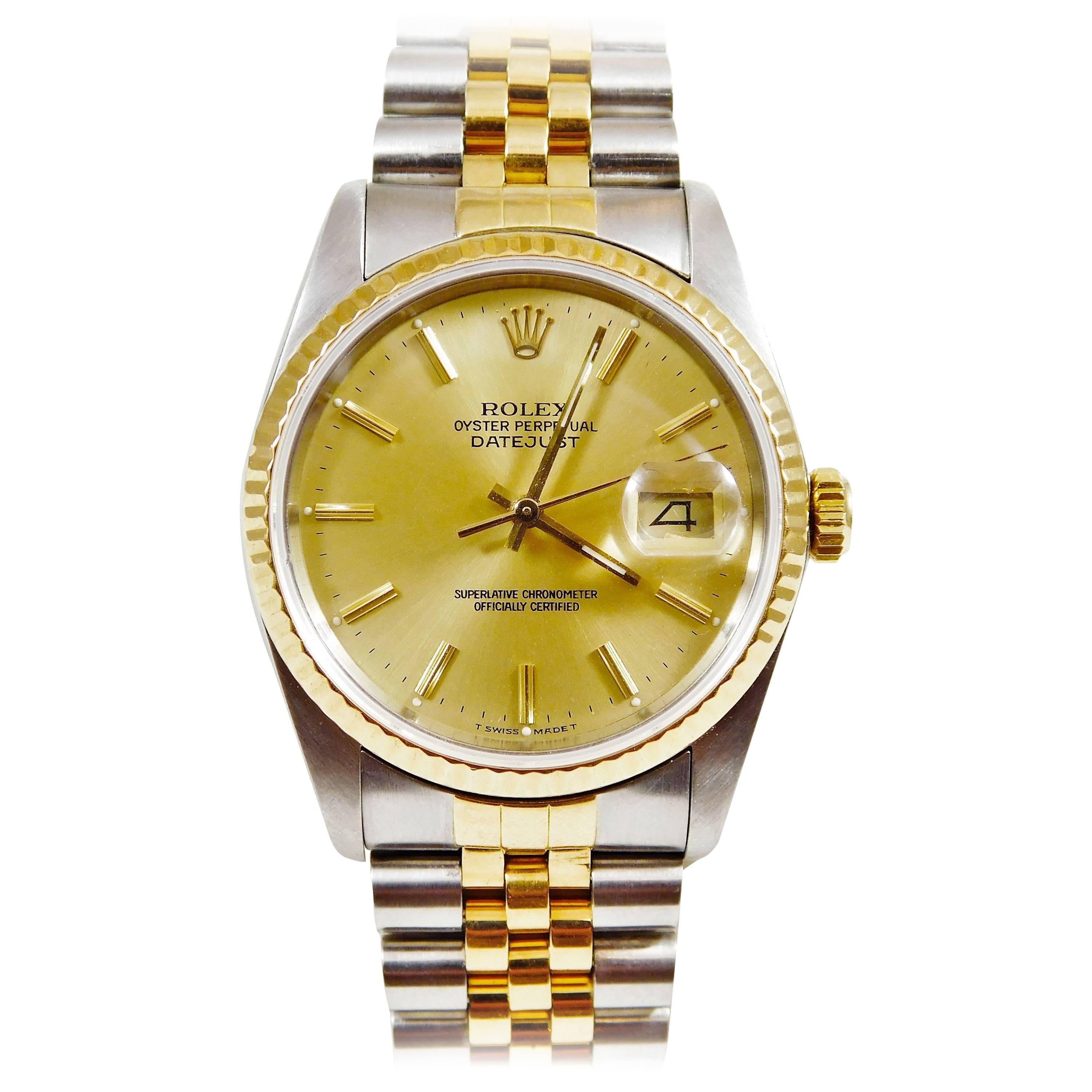 Rolex yellow gold Stainless Steel Oyster Perpetual Datejust Automatic Wristwatch