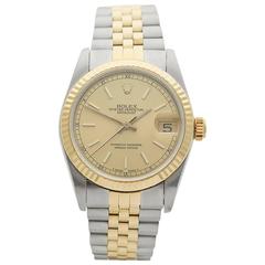 Used Rolex Datejust Stainless Steel and 18 Karat Yellow Gold Unisex 68273, 1988