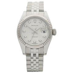 Used Rolex Datejust Stainless Steel and 18 Karat White Gold Ladies 179174, 2012