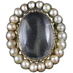 Antique Georgian Large Rock Crystal Pearl Ring in 18 Carat Gold 11