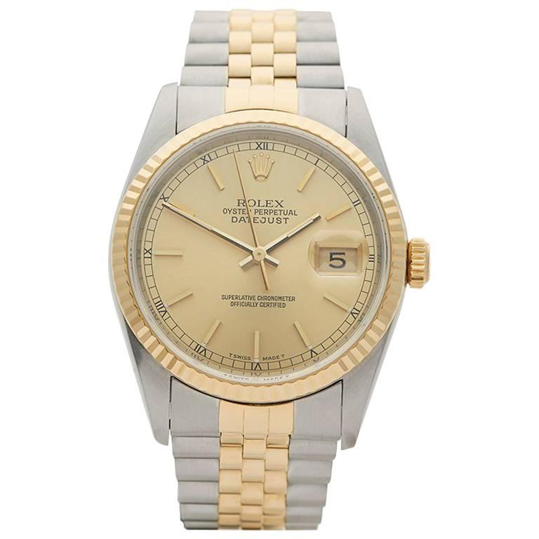 Rolex Datejust Stainless Steel and 18 Karat Yellow Gold Gents 16233, 1991