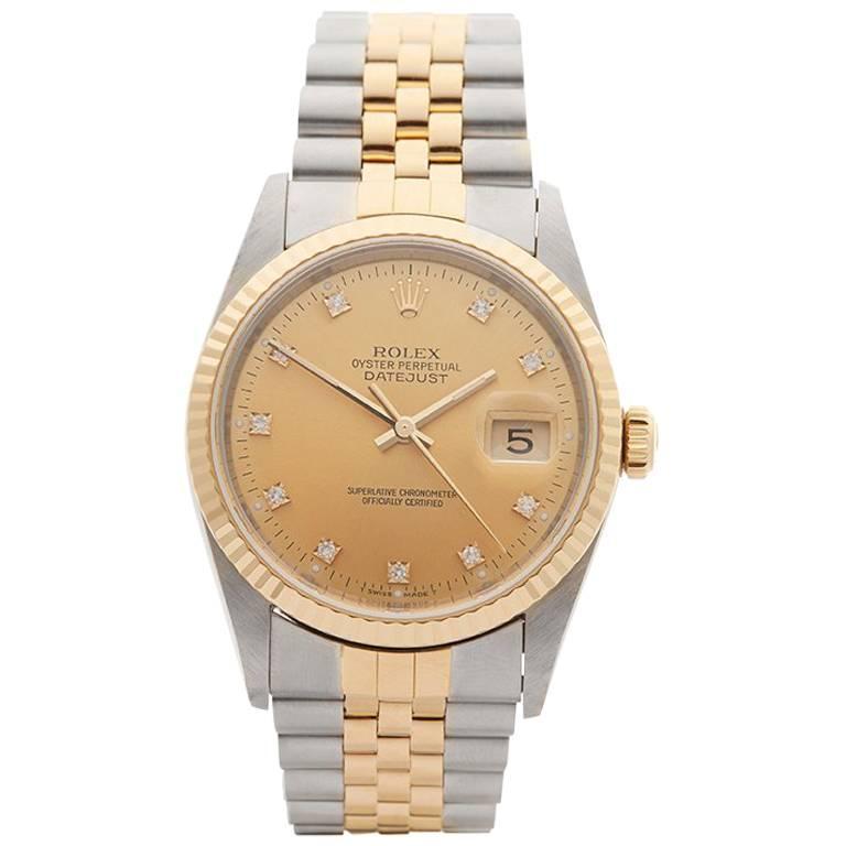 Rolex Datejust Stainless Steel and 18 Karat Yellow Gold Gents 16233 ...