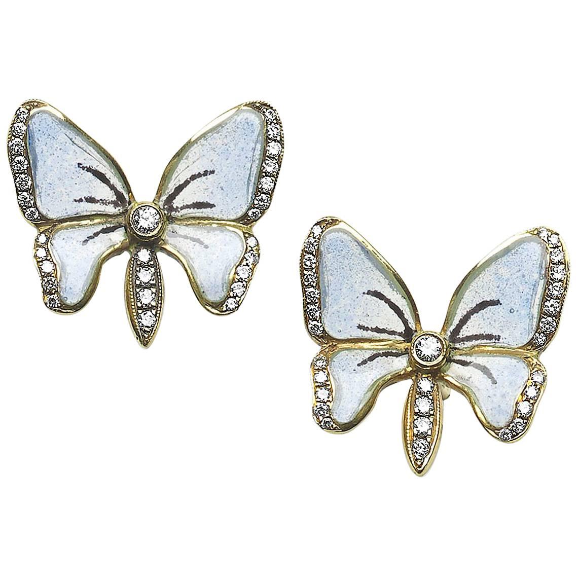 Moira Blue Enamel Butterfly Earrings
