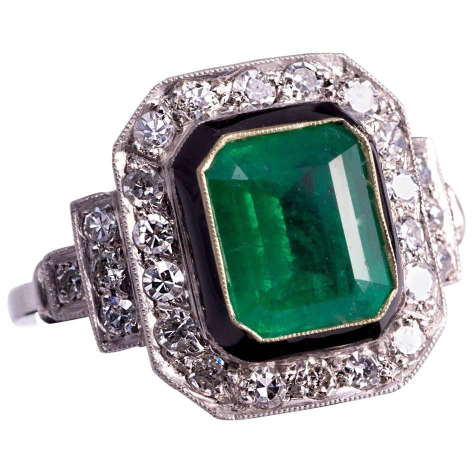 2.50ct Natural Emerald and Diamond Ring