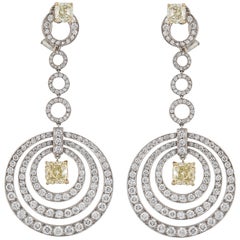 Pendientes de diamantes blancos y amarillos concéntricos Graff de oro de 18 quilates