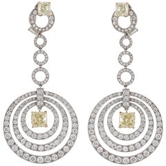 Graff Concentric White and Yellow Diamond Earrings in 18K Gold