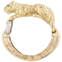 David Webb Leopard Bracelet with Diamonds in 18K Gold 
