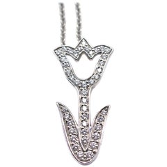 Tiffany & Co. Platinum Diamond Vintage Tulip Necklace 5