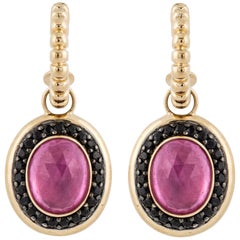 John Hardy 18 Karat Black and Pink Sapphire Earrings