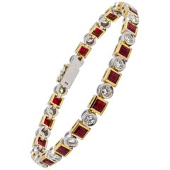 9.97 Carat Ruby Diamond Gold Bracelet