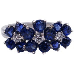 Oscar Heyman Bros Sapphire Diamond Platinum Flower Ring