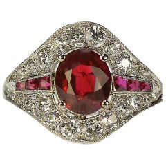Art Deco Burma Ruby Platinum Ring