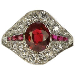  Art Deco Burma Ruby Platinum Ring