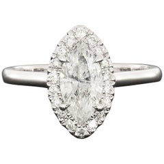 Custom Colorless Marquise Diamond Halo Engagement Ring