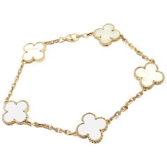 Van Cleef & Arpels Mother-of-Pearl Vintage Alhambra Yellow Gold Bracelet