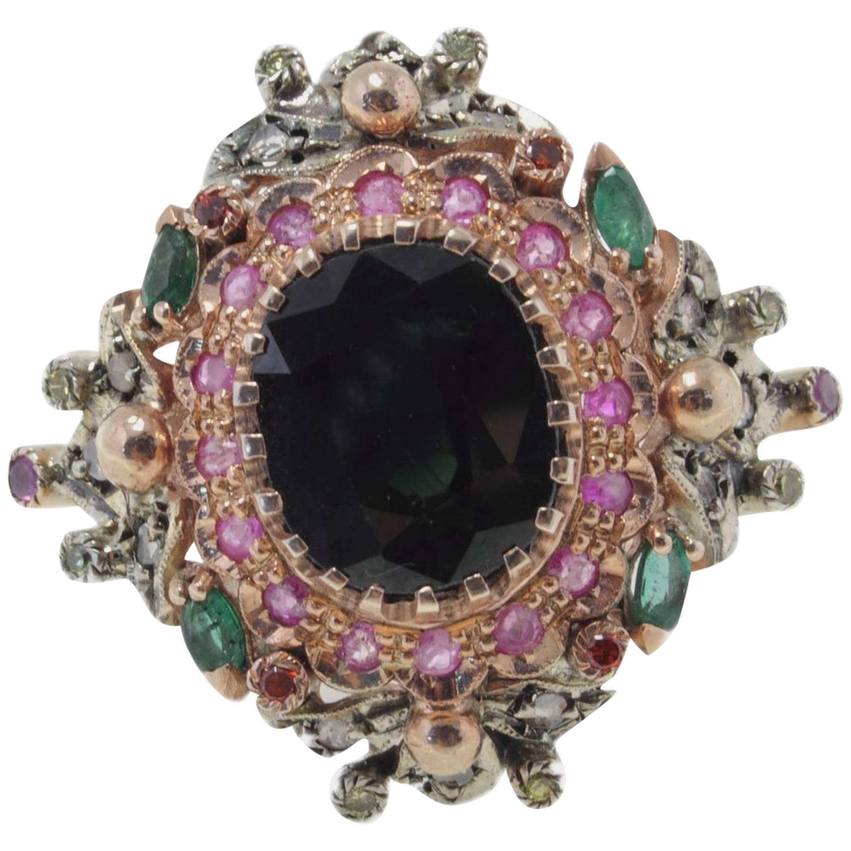 Luise Rose Gold Sapphire Emerald Ruby Diamond Ring