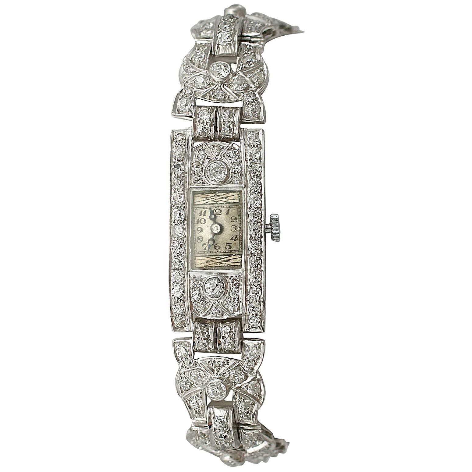 Bucherer Ladies Platinum Diamond manual wind Cocktail Wristwatch, 1930s