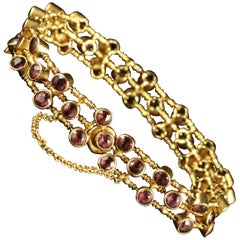 Antique Victorian Almandine Garnet Bracelet 18 Carat Gold, circa 1900