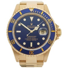 Rolex Submariner 18 Karat Yellow Gold Gents 16618, 2002