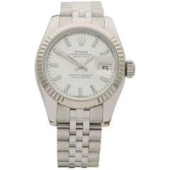 Used Rolex Datejust Stainless Steel and 18 Karat White Gold Ladies 179174, 2014