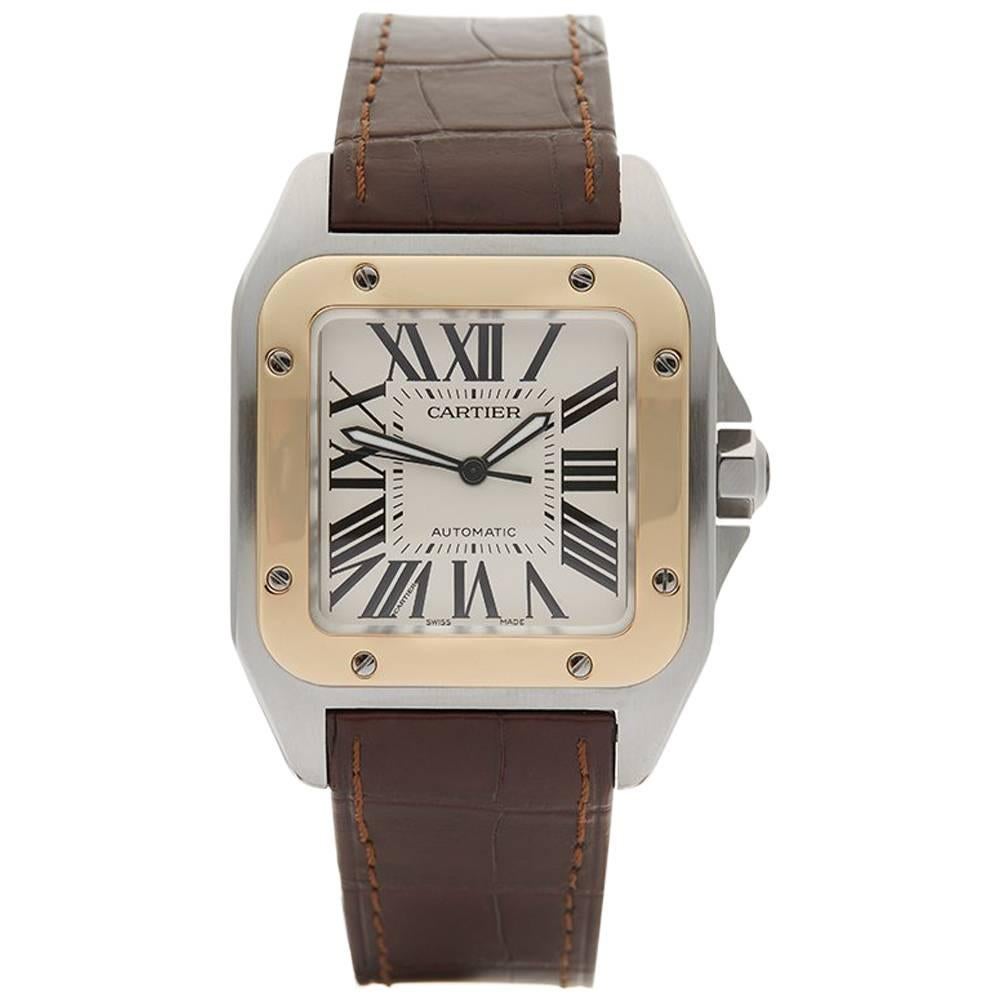 Cartier Santos 100 Stainless Steel and 18 Karat Gold Gents 2656 or W20077X7