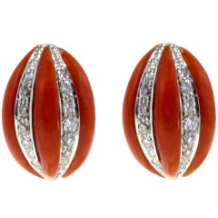 Luise Gold Diamond Coral Earring 1