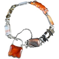 Antique Victorian Scottish Agate Padlock Bracelet, circa 1860