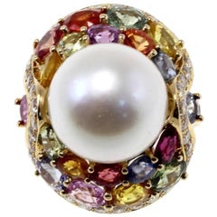 Luise Sapphire Diamond Australian Pearl Cocktail rose gold Ring