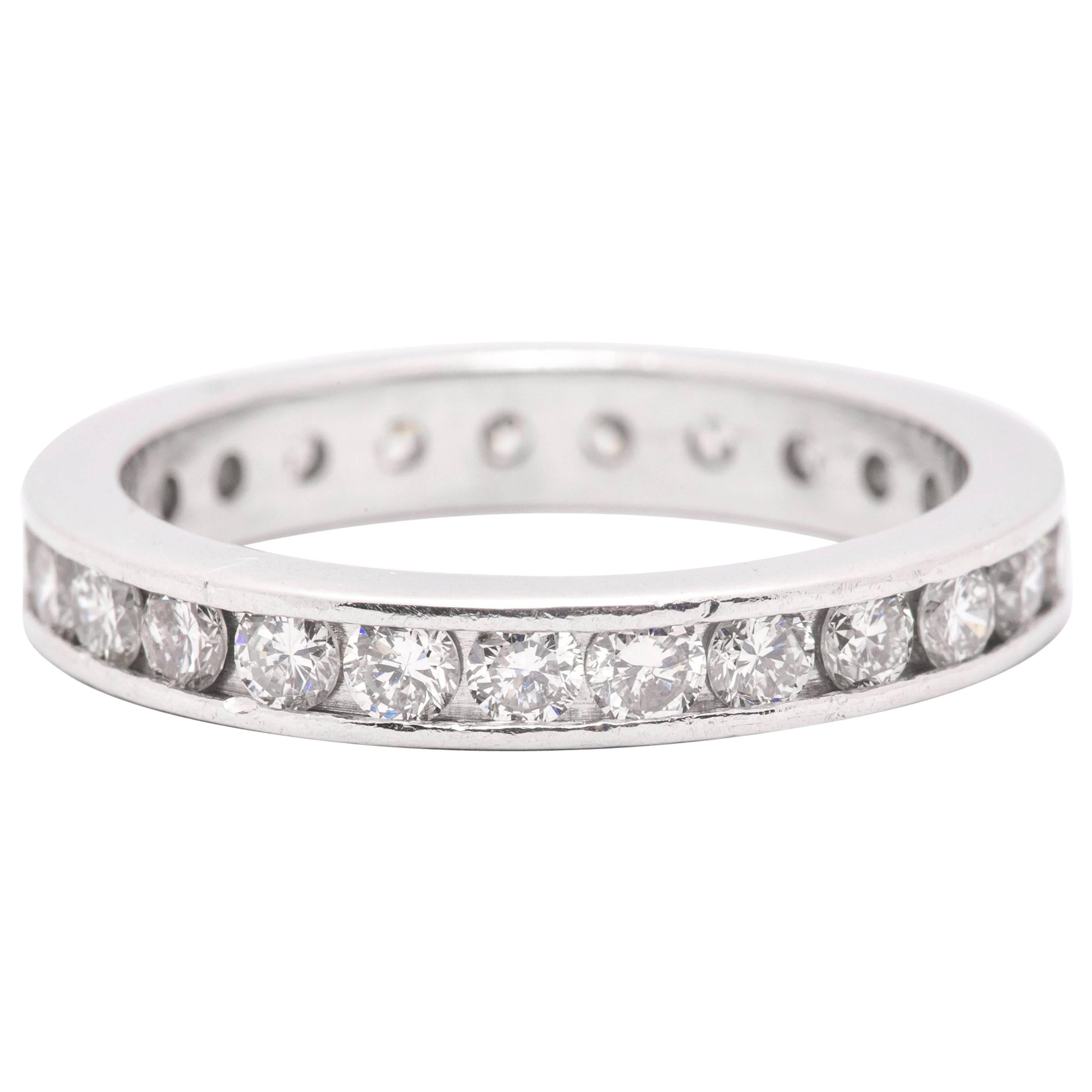 Sparkling 1.00 Carat Diamond Platinum Eternity Band Ring For Sale
