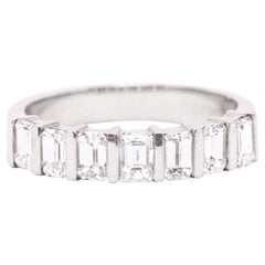 Seven Stone 1.75 Carat Emerald Cut Diamond Wedding Band in Platinum
