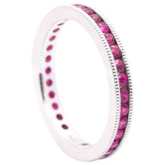 Vivacious Red Ruby White Gold Eternity Band Ring