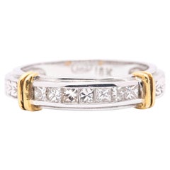 Princess Cut Diamond White and Yellow Gold Wedding Band Ring