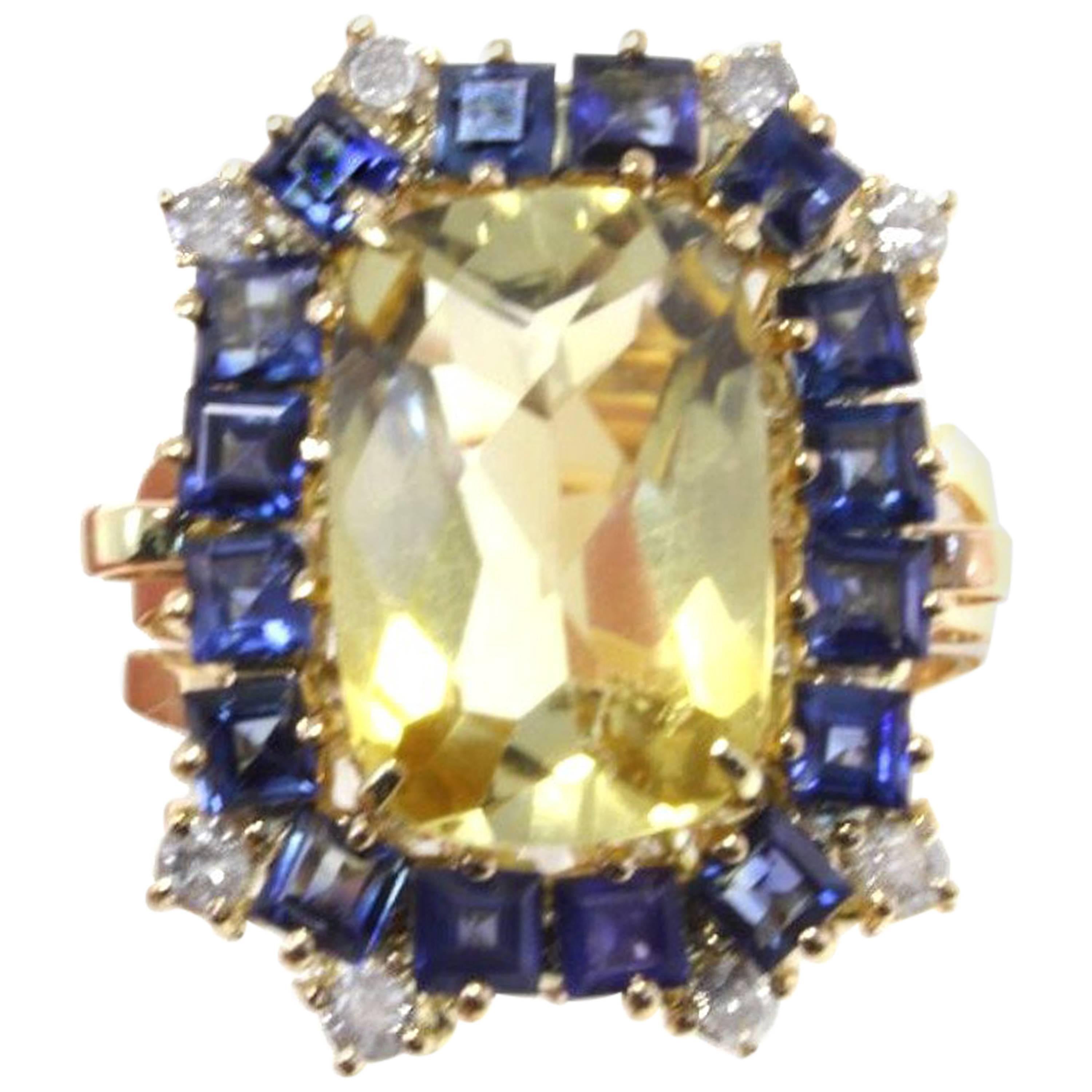 Luise Rose Gold Diamond Sapphire Topaz Ring