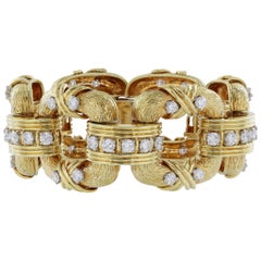 Diamond Gold Square Open Link Bracelet