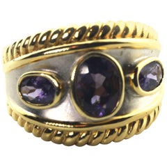Iolite Sterling Silver Gold-Plated Ring