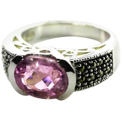 4.32 Carat Pink Purple Kunzite Sterling Silver Cocktail Ring