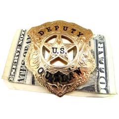 Phenomenal Custom-Made Gold Deputy U.S. Outlaw Badge Enamel Money Clip