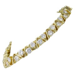 6.16 Carat Diamond Yellow Gold Tennis Bracelet 
