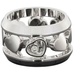 Rare Chopard Happy Diamonds Amore Floating Diamond Heart Wide Band Ring 9