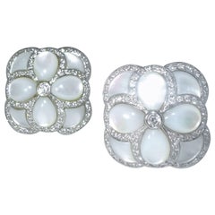 Fancy Cut Mother-of-Pearl and Diamond Earrings