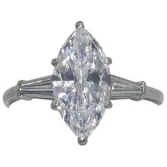Retro Cartier GIA Certified D Color 2.32 Carat Marquise Diamond Ring
