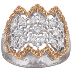 1980s Buccellati Diamond Bicolored Gold Dress Ring 5