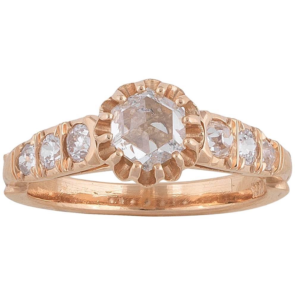 Rose Diamond Single Stone Engagement Ring